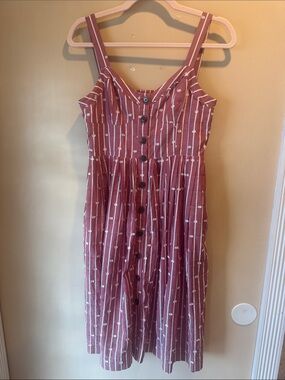 Maeve "Hudson" Striped Clip-Dot Button-Front Midi Dress by Anthropologie